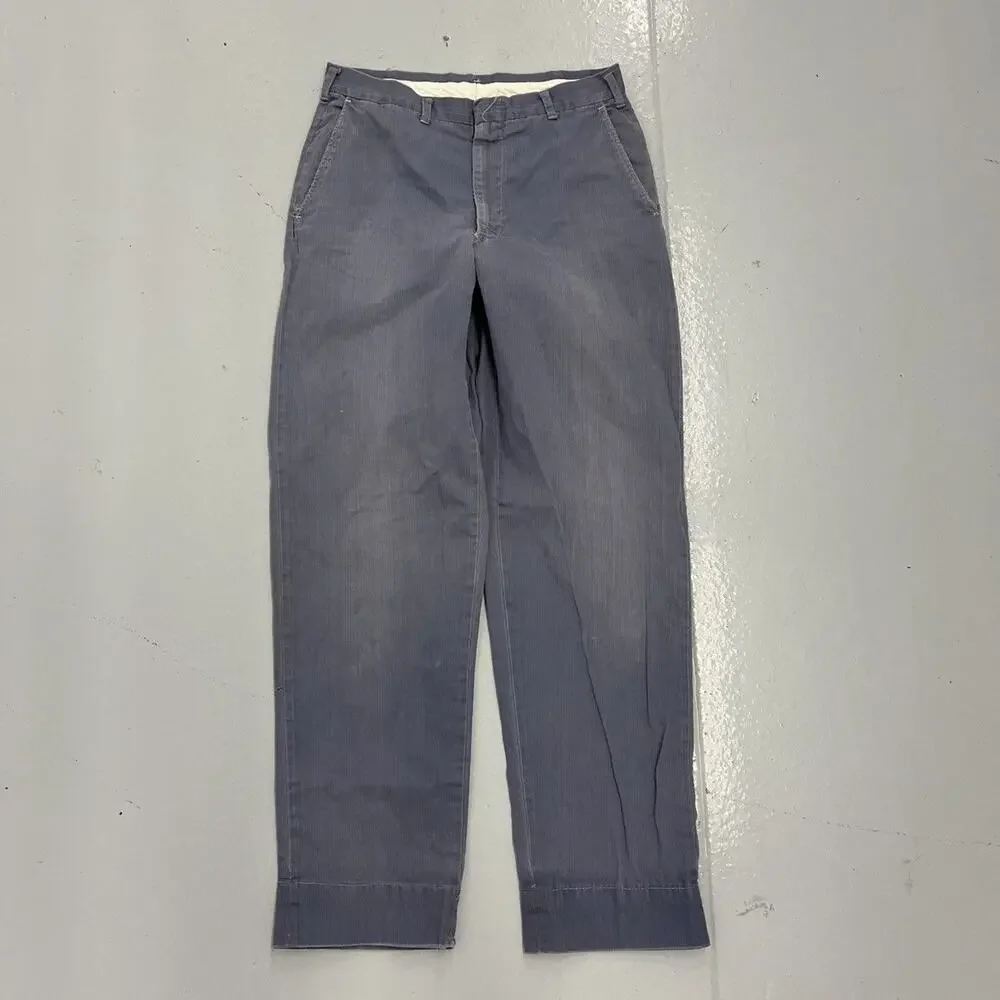 Vintage 60s Blue Sanforized Pique Workwear Chinos 28x29
